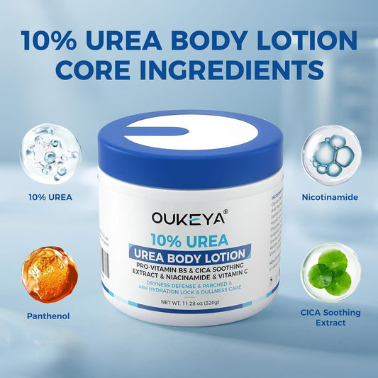 10% Urea Body Lotion, 11.28 oz Skin Moisturizer Softens & Soothes Dry Chapped Skin, Hands Elbows Feet Body Lotion Hydrates Locks in Moisture Non-Greasy Formula