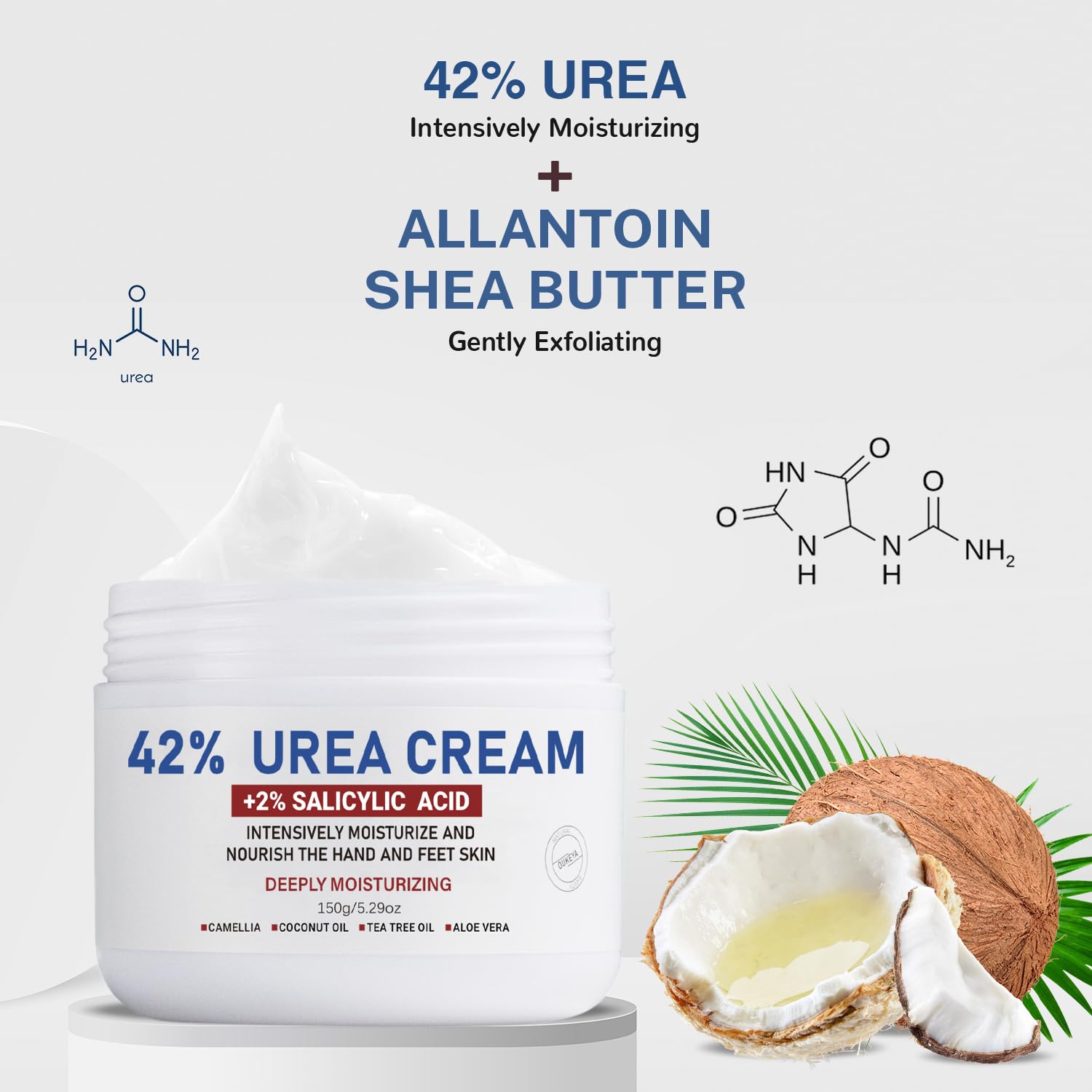 Urea Cream 42% plus Salicylic Acid 2% Net 5.29 Oz for Dry Cracked Feet,Heels,Knees,Elbows,Hands Repair Treatment Moisturizes and Removes Corns,Calluses,Dead Skin,and Softens Toenails