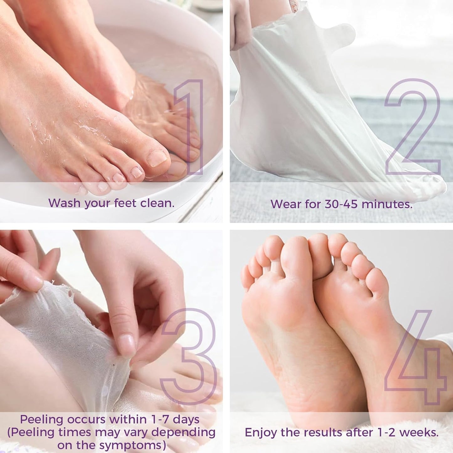 Foot Peeling Mask 3 Pairs: Peeling Foot Mask Dermatologically Tested Repairs Heels &amp; Removes Dry Dead Skin for Baby Soft Feet Exfoliating Foot Peel Mask for Dry Cracked Feet Athletes Foot Treatment