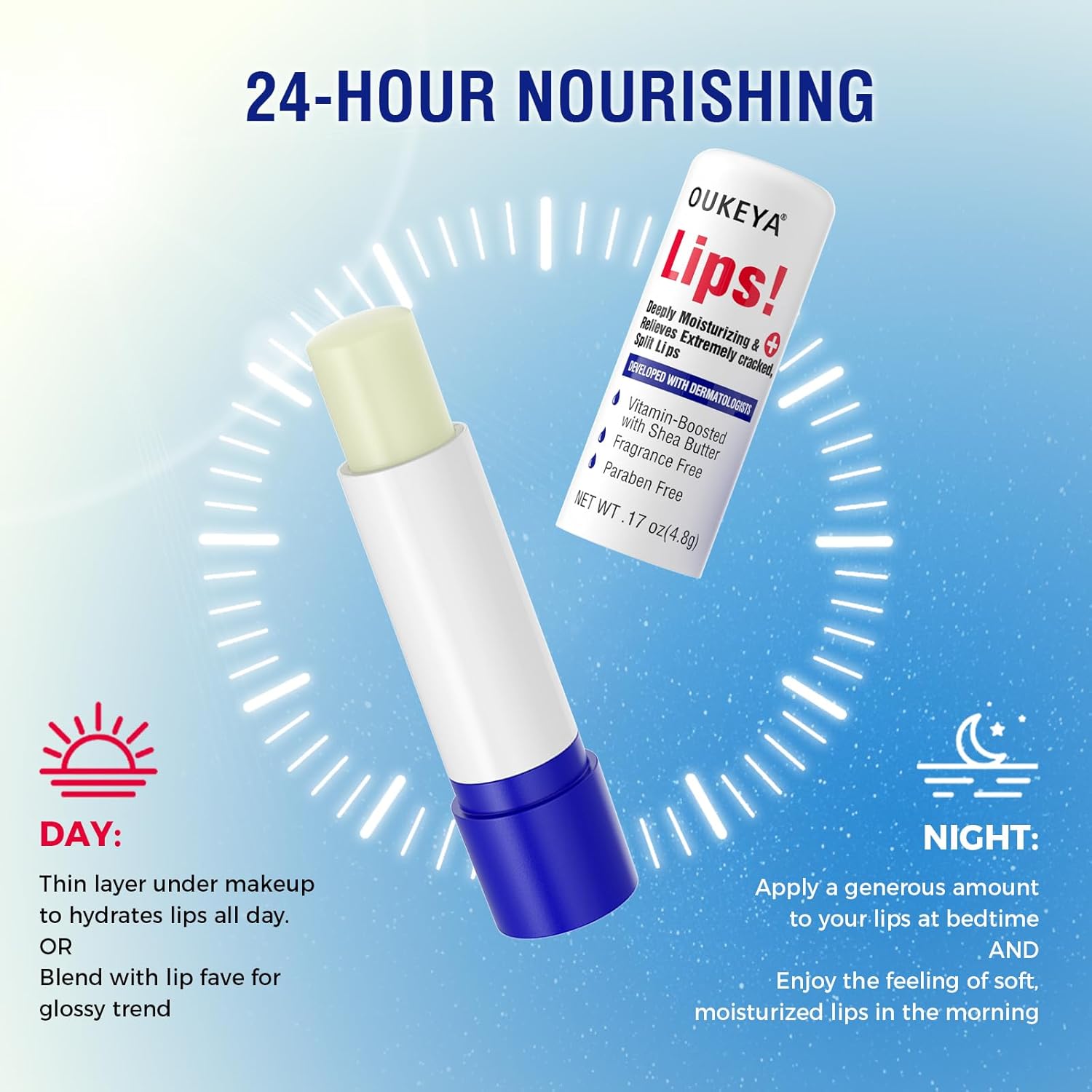 Medicated Lip Balm Hydrating w/Petrolatum, Shea Butter, Beeswax, 100% Natural Ingredients, Organic Lip Butter Balm &amp; Moisturizers Lip Repair For Dry Cracked Lips Overnight Lip Treatment, 2PCS
