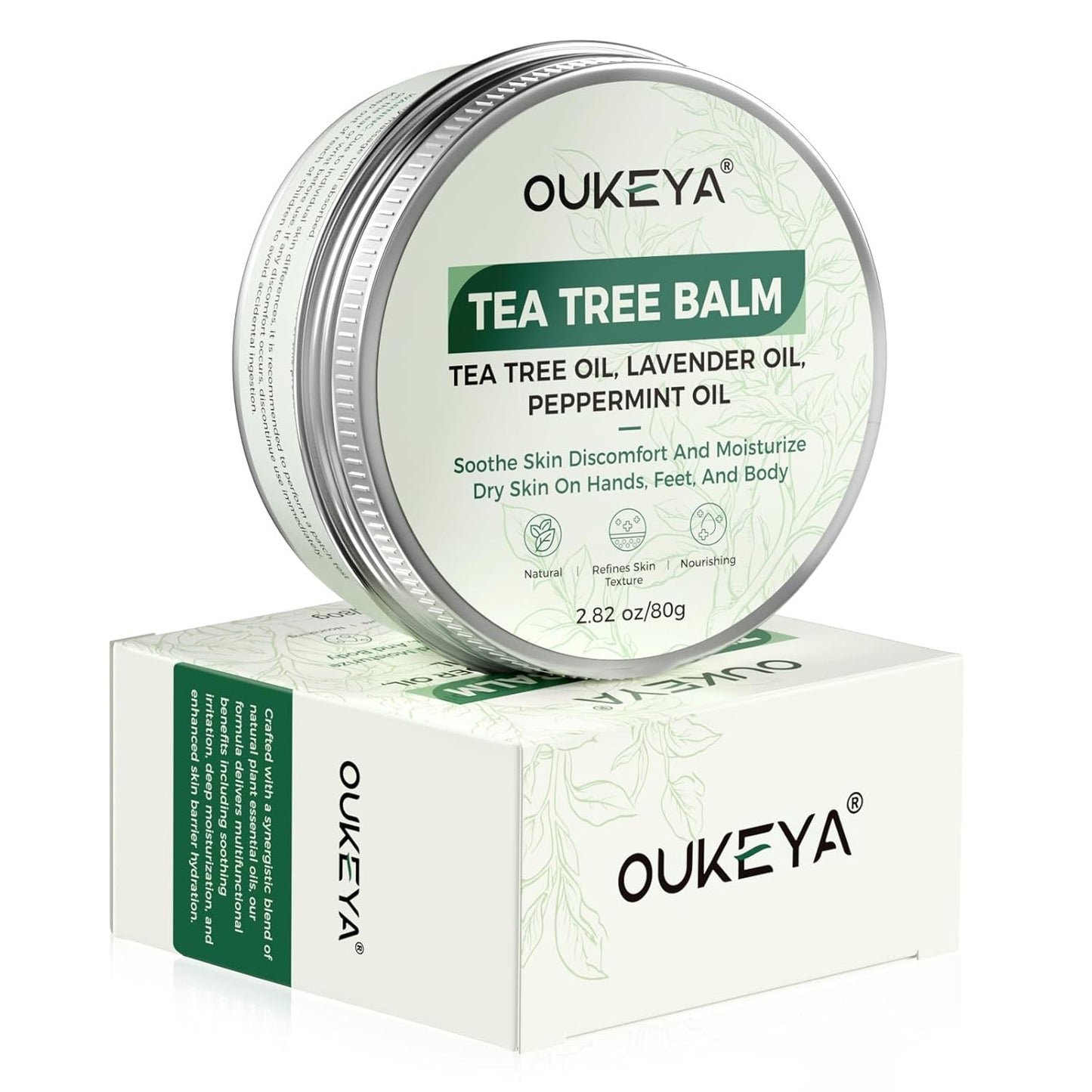 Tea Tree Oil Balm All Natural Tea Tree Balm Soothe Skin Discomfort And Moisturize Dry Skin On Hands, Feet, And Body, Acne, Eczema &amp; Psoriasis Relief 2.82 oz