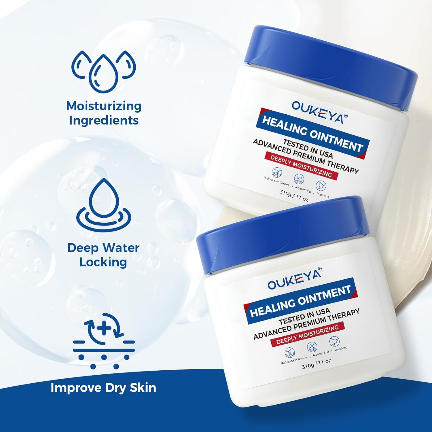 Healing Ointment, Advanced Therapy Skin Protectant, Multi-Purpose Healing Ointment and Body Moisturizer, For Dry, Cracked Skin, Minor Cuts and Burns, Soothes Cracked Hands and Chapped Lips