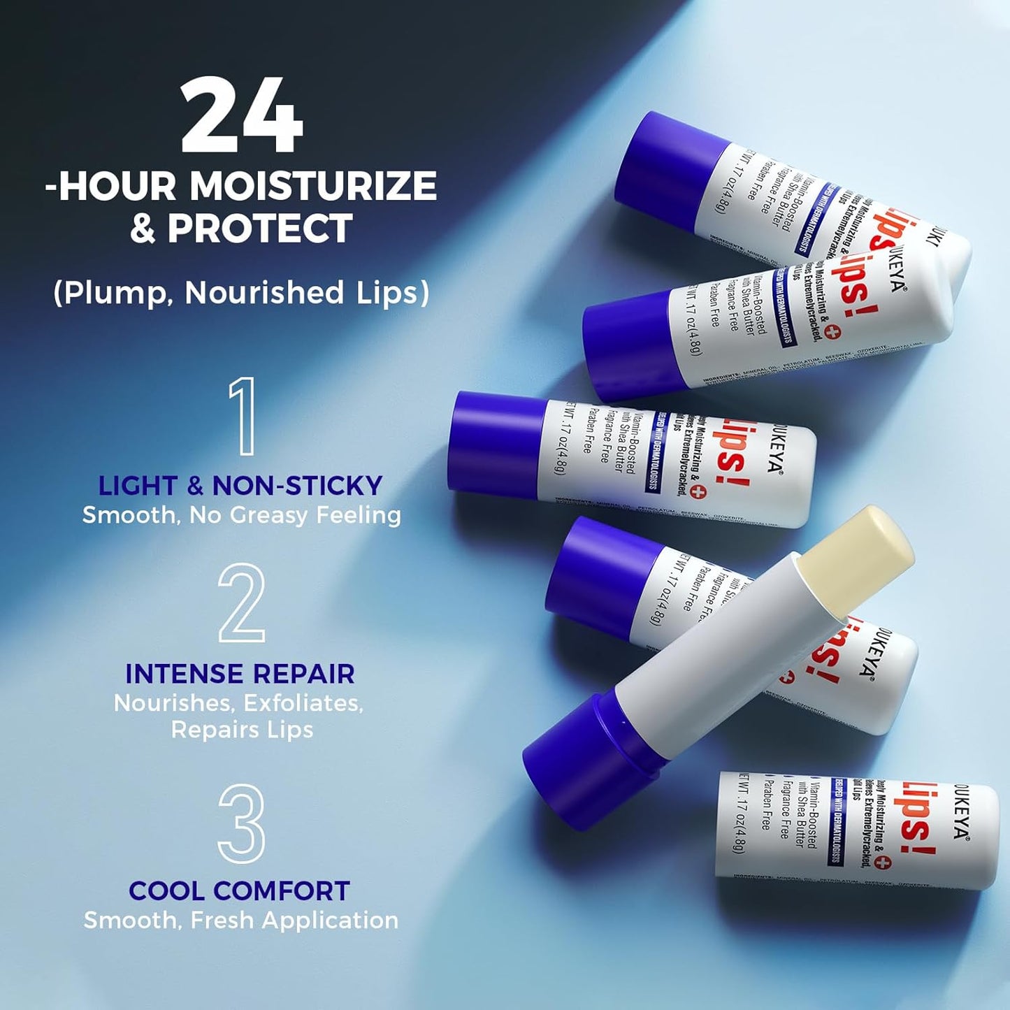 2PCS, Medicated Lip Balm Hydrating w/Petrolatum, Shea Butter, Beeswax, 100% Natural Ingredients, Organic Lip Butter Balm &amp; Moisturizers Lip Repair For Dry Cracked Lips Overnight Lip Treatment