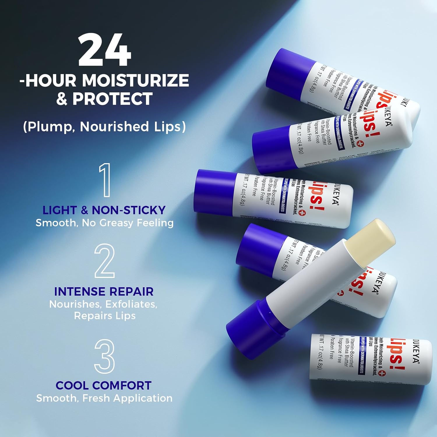 2PCS, Medicated Lip Balm Hydrating w/Petrolatum, Shea Butter, Beeswax, 100% Natural Ingredients, Organic Lip Butter Balm &amp; Moisturizers Lip Repair For Dry Cracked Lips Overnight Lip Treatment