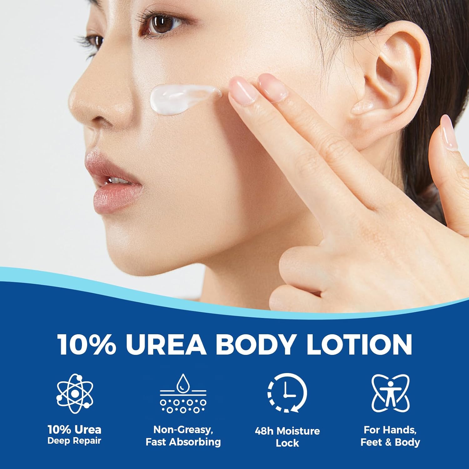 10% Urea Body Lotion, 11.28 oz Skin Moisturizer Softens &amp; Soothes Dry Chapped Skin, Hands Elbows Feet Body Lotion Hydrates Locks in Moisture Non-Greasy Formula
