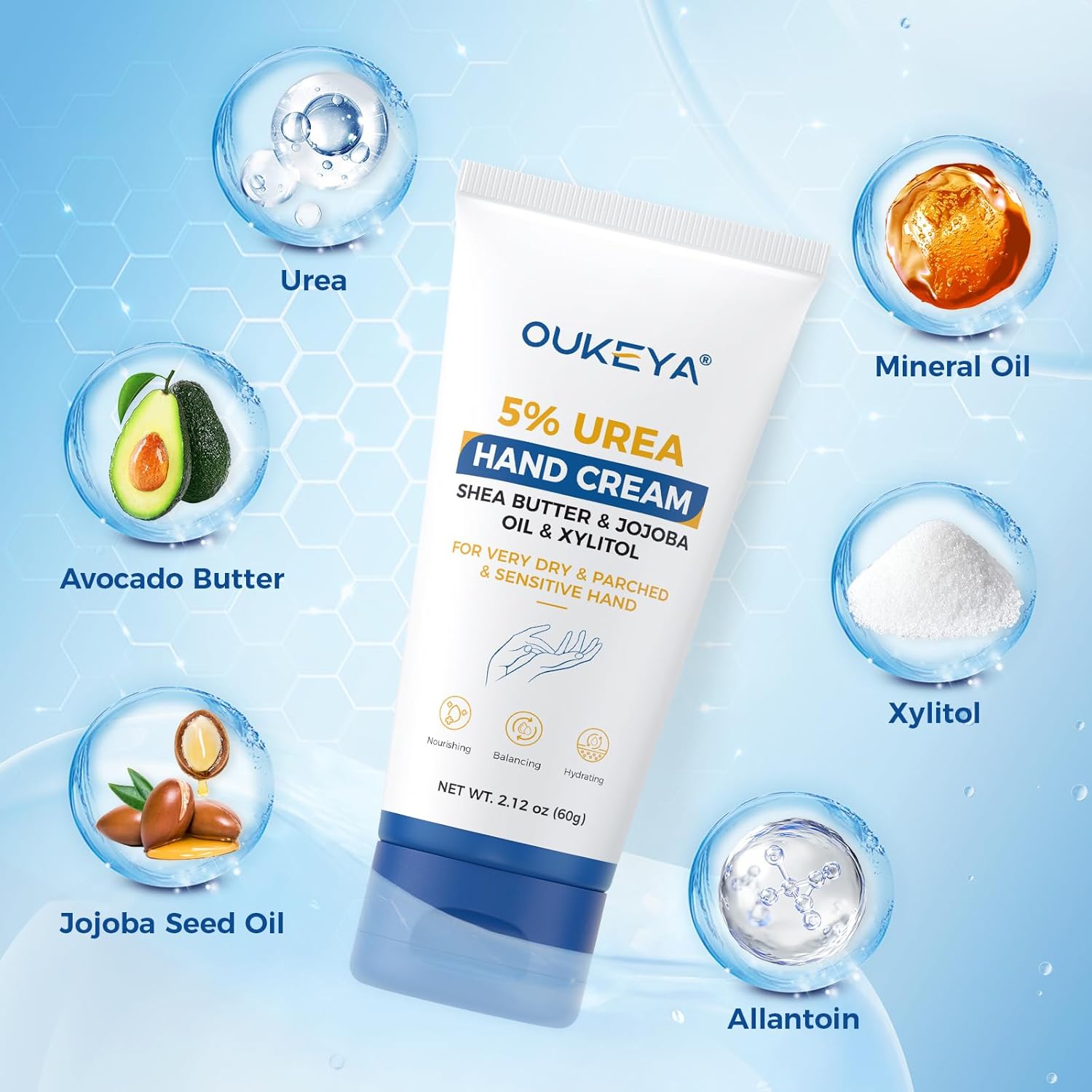 Urea Hand Cream - With 5% Urea Deep Nourishment for Hands, Fast-Absorbing Hydration for Soft Skin with Jojoba Seed Oil &amp; Shea Butter - Perfect Travel Size for On-the-Go Care