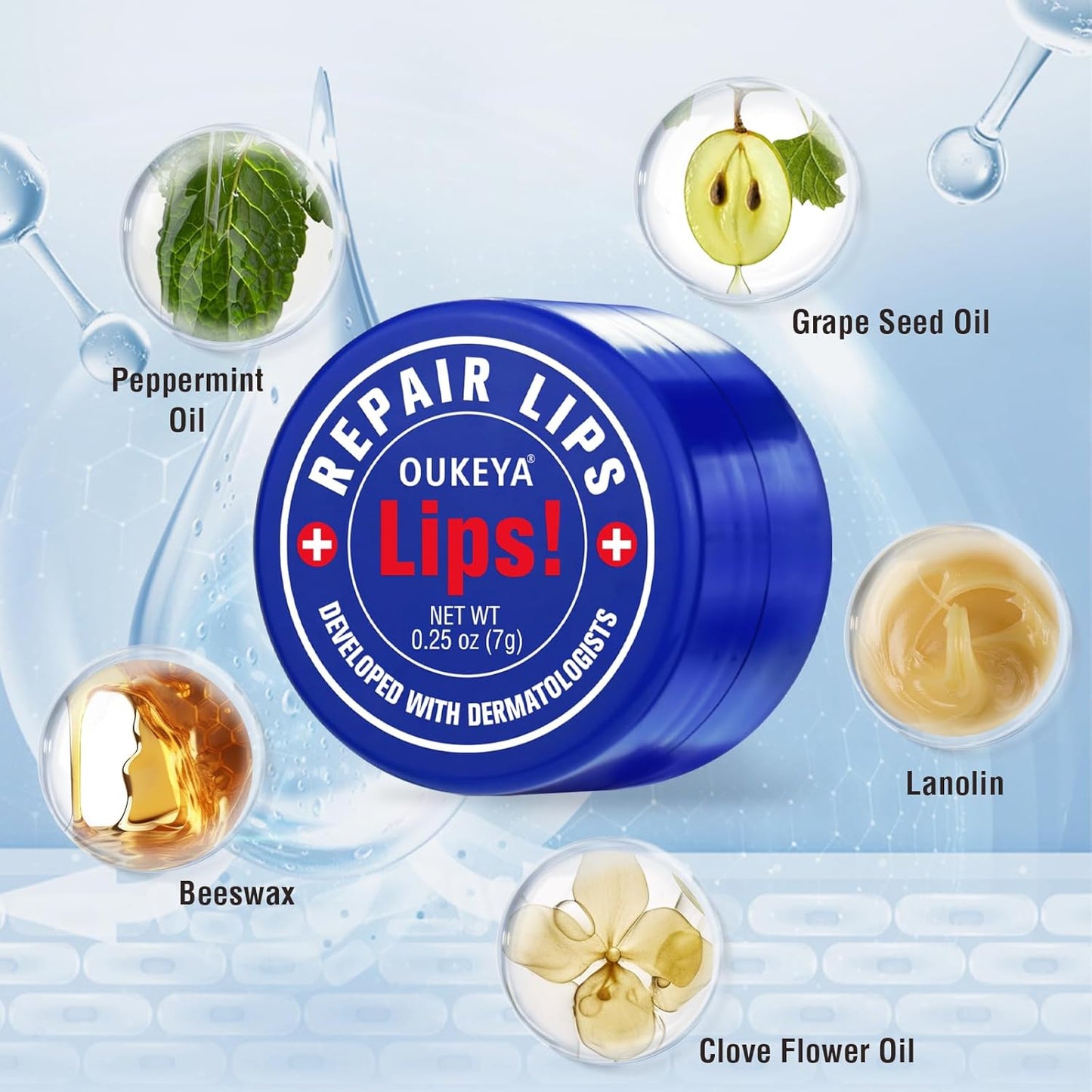 Medicated Lip Balm w/Beeswax, Petrolatum, Peppermint Oi, 100% Natural Ingredients, 24H Long-lasting Hydrating Healing Lip Balms, Lip Moisturizer for Very Dry Lips, Echapped Lips Treatment Severe