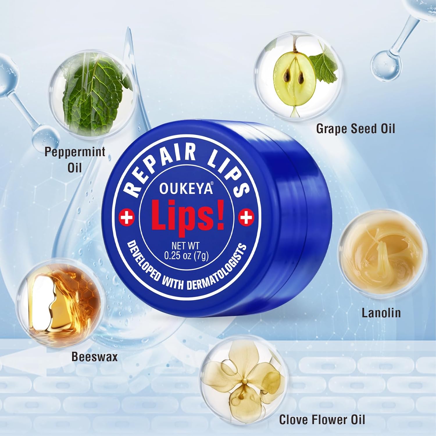Medicated Lip Balm w/Beeswax, Petrolatum, Peppermint Oi, 100% Natural Ingredients, 24H Long-lasting Hydrating Healing Lip Balms, Lip Moisturizer for Very Dry Lips, Echapped Lips Treatment Severe