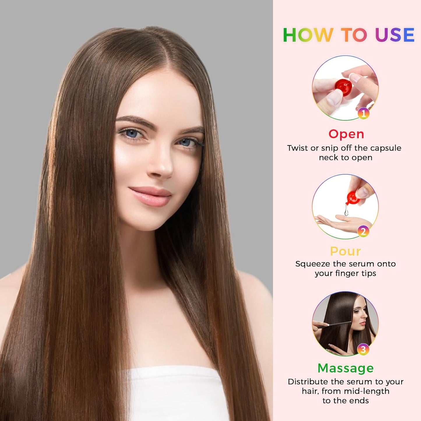 Hair Vitamins Hair Treatment Serum,No Rinse with Argan Macadamia &amp; Avocado Oils, Vitamins A,C,E,Pro B5 - Hair Serum Capsule for Frizzy and Damaged - Hair Conditioner for Women Men (7 Colors)