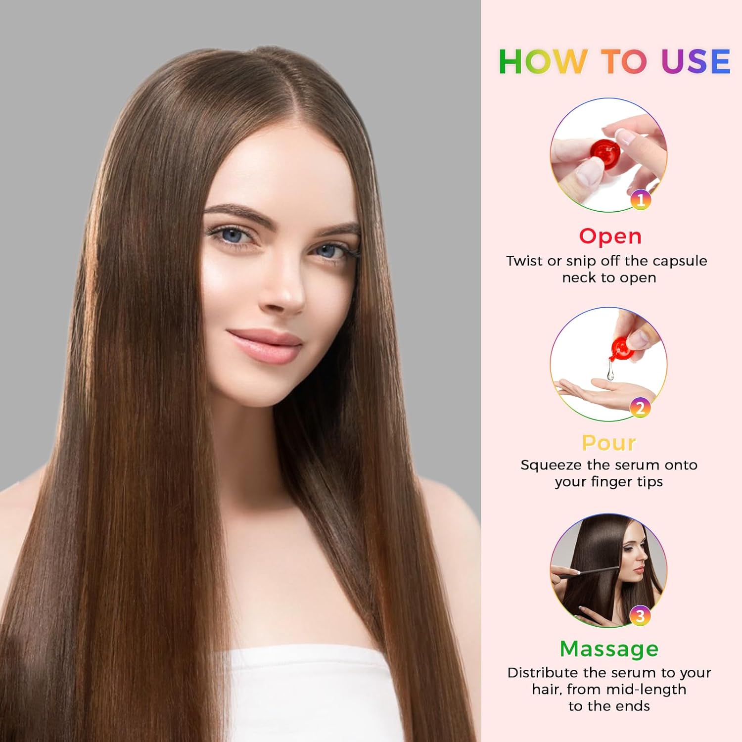 Hair Vitamins Hair Treatment Serum,No Rinse with Argan Macadamia &amp; Avocado Oils, Vitamins A,C,E,Pro B5 - Hair Serum Capsule for Frizzy and Damaged - Hair Conditioner for Women Men (7 Colors)