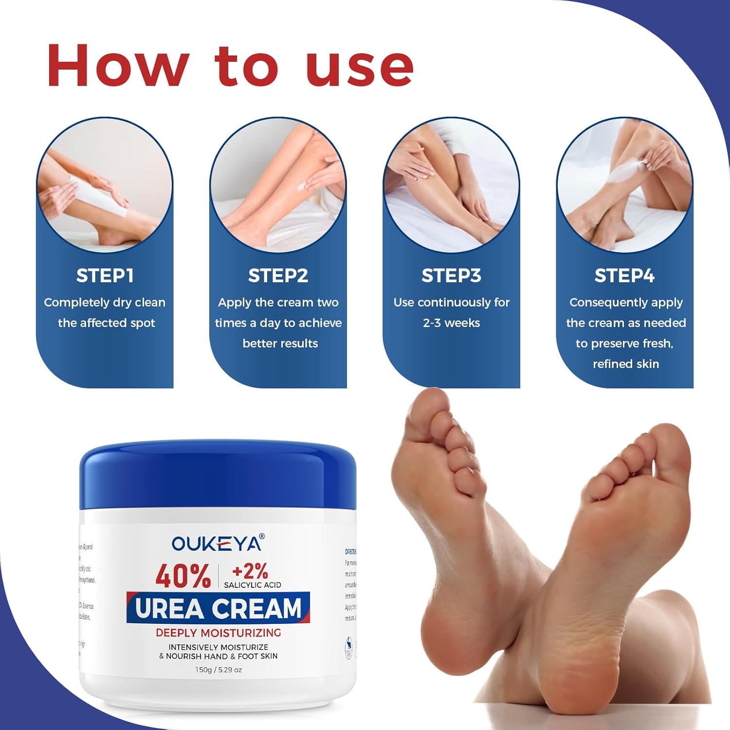 NEW FORMULA Urea Cream 40% Plus 2% Salicylic Acid for Feet Maximum Strength, Dry Cracked Hand Heel Moisturizing Repair Lotion for Knees, Elbows, Removes Corns, Dead Skin Cream, 5.29 oz