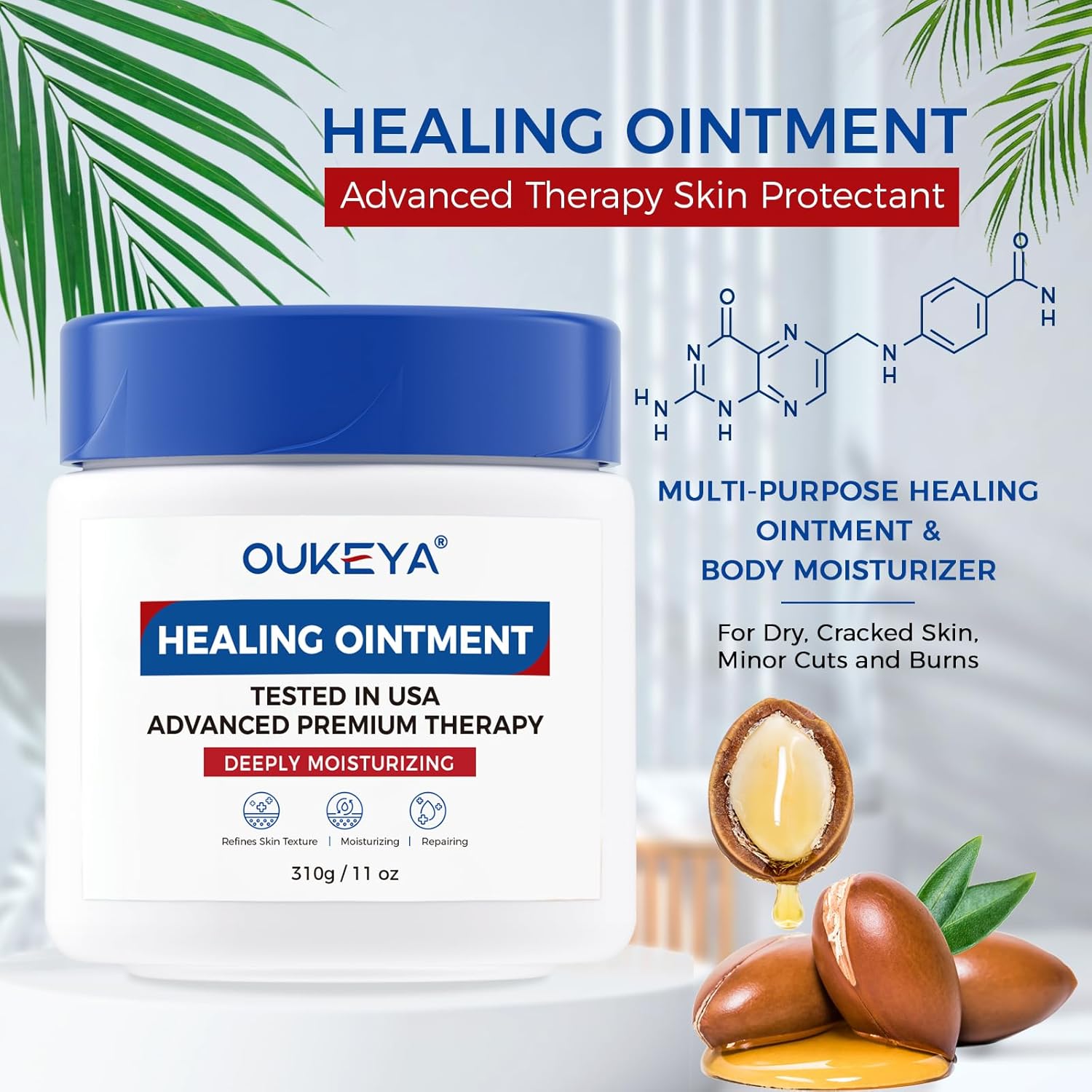 Healing Ointment, Advanced Therapy Skin Protectant, Multi-Purpose Healing Ointment and Body Moisturizer, For Dry, Cracked Skin, Minor Cuts and Burns, Soothes Cracked Hands and Chapped Lips